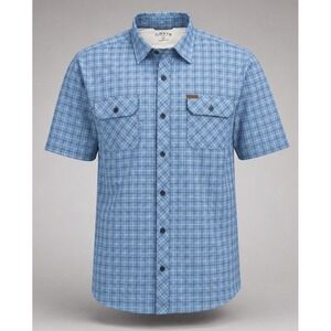 Orvis Shirt Mens XXL Plaid Short Sleeve Button Down Shirt Blue Fishing Outdoor